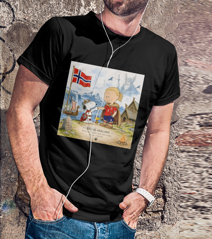 Norway Erling Haaland Snoopy Viking Norsk Sterk Som Fjellet Rask Som Vinden Norge I Hjertet T-Shirt