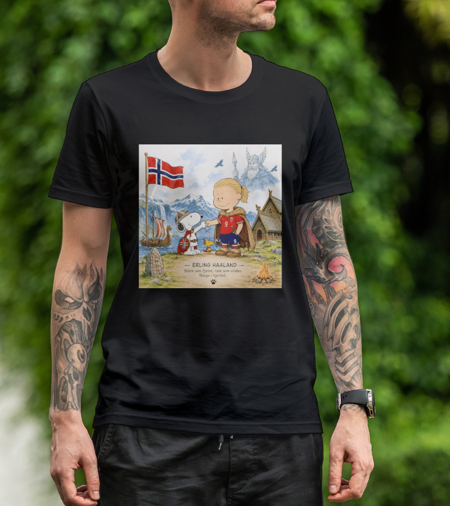 Norway Erling Haaland Snoopy Viking Norsk Sterk Som Fjellet Rask Som Vinden Norge I Hjertet T-Shirt