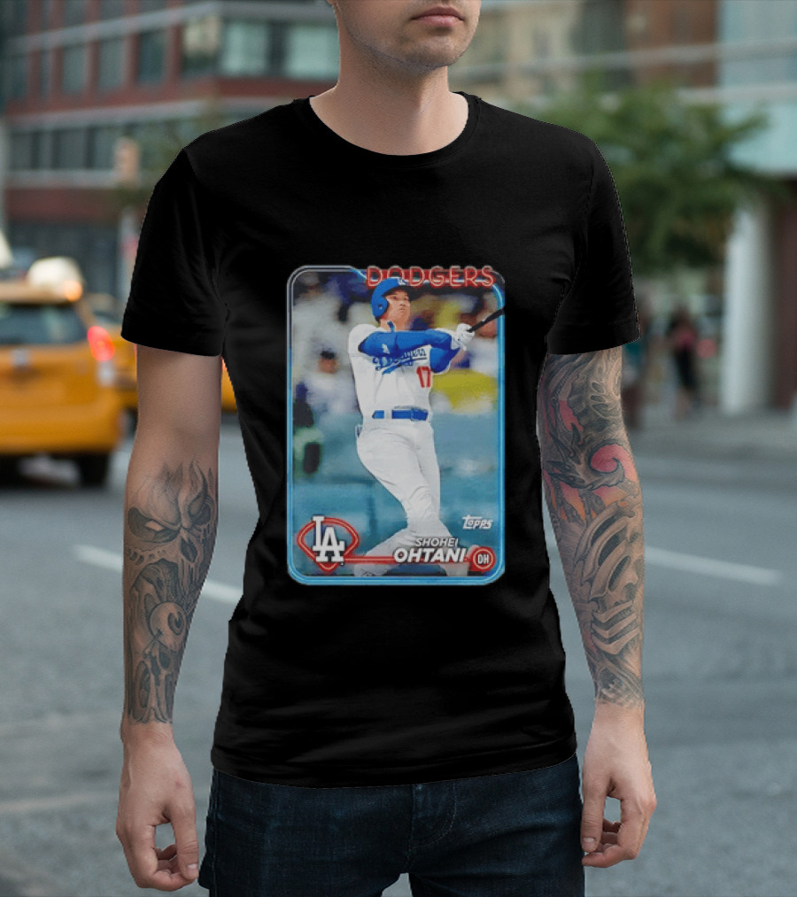 Topps Shohei Ohtani LA Dodgers Batter Neon Script T-Shirt