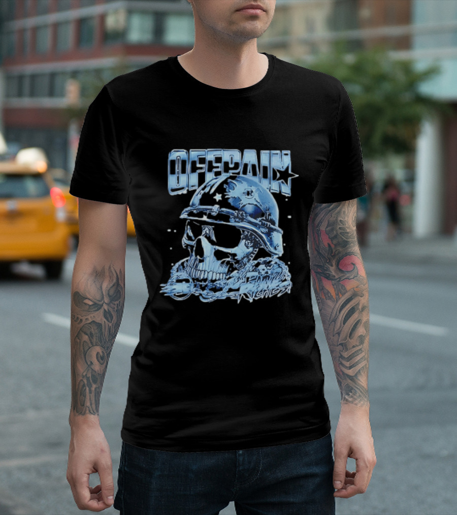 Offpain Riches Skull Helmet Military Style Star T-Shirt