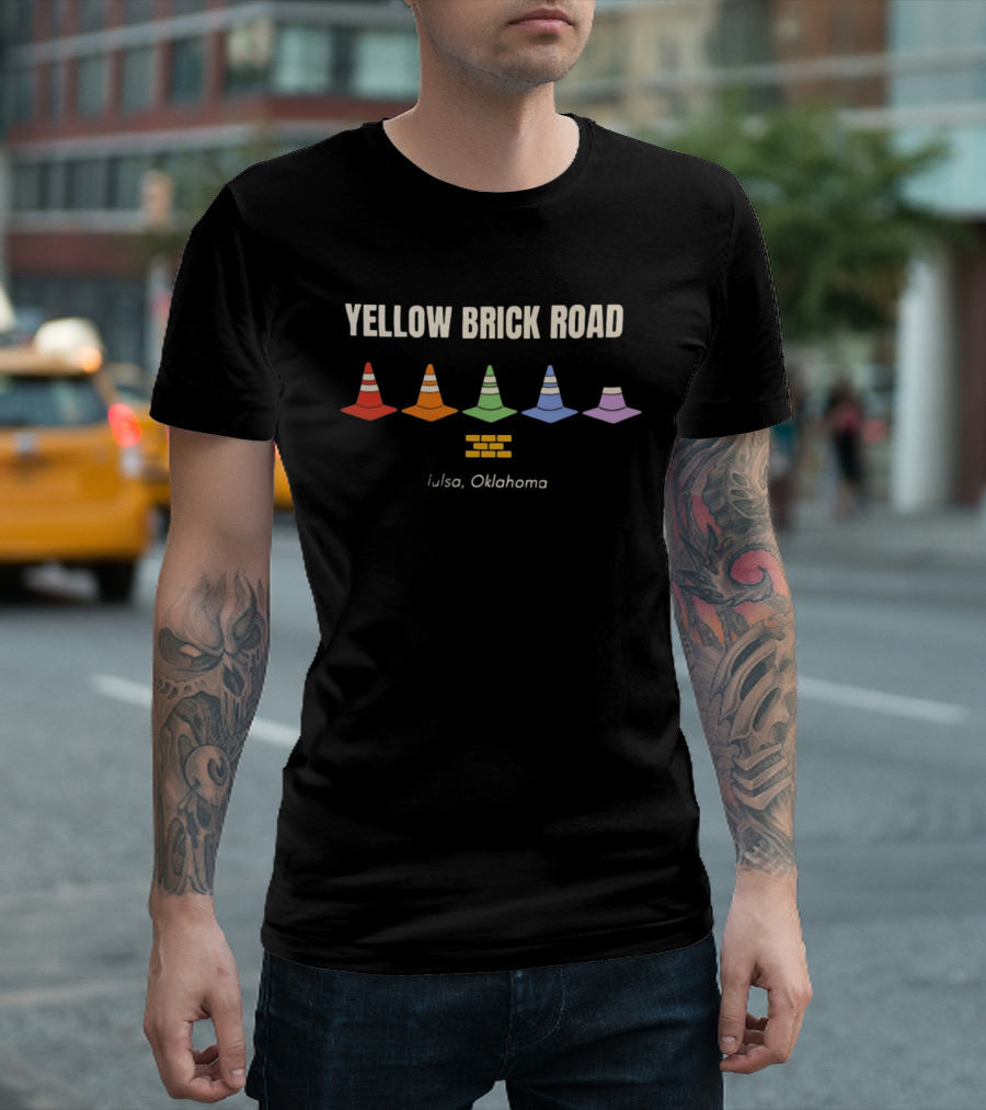 Yellow Brick Road Traffic Cone Colors Tulsa Oklahoma T-Shirt