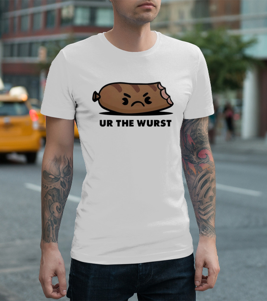 Angry Sausage Ur The Wurst Pun Humor T-Shirt
