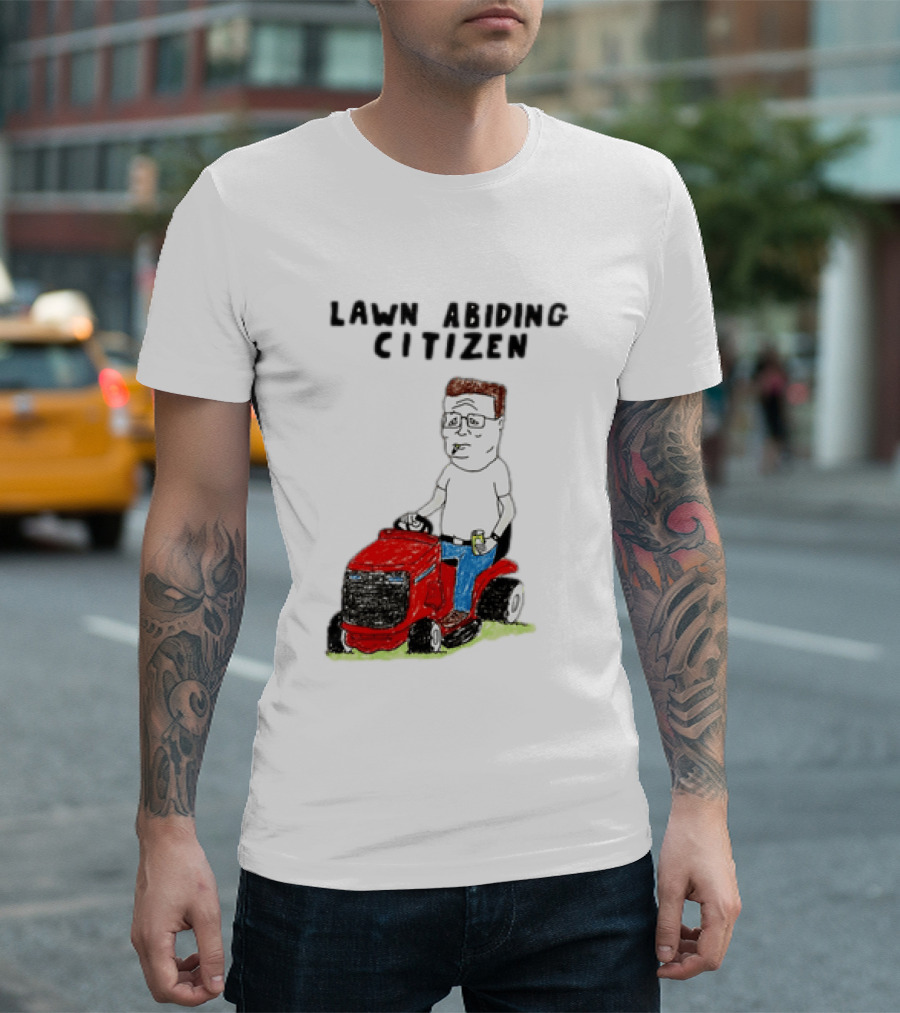 Lawn Abiding Citizen Hank Hill Cartoon Riding Mower Image T-Shirt