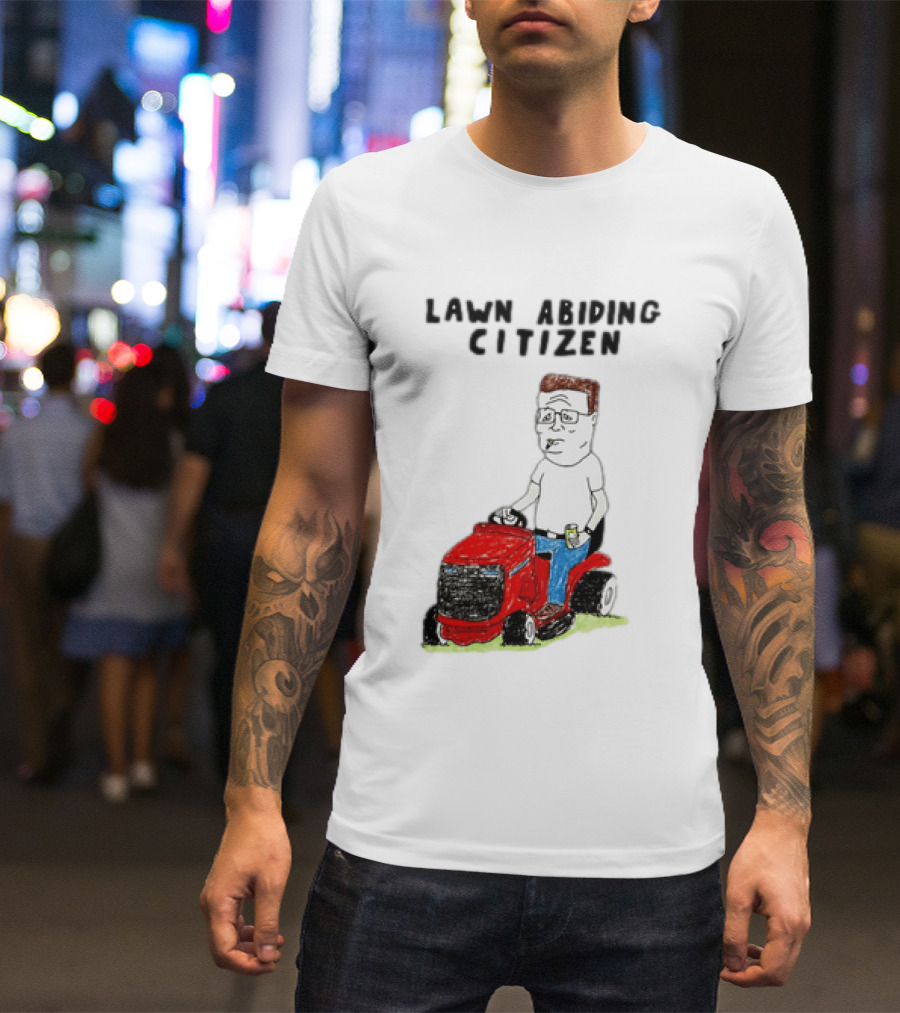 Lawn Abiding Citizen Hank Hill Cartoon Riding Mower Image T-Shirt