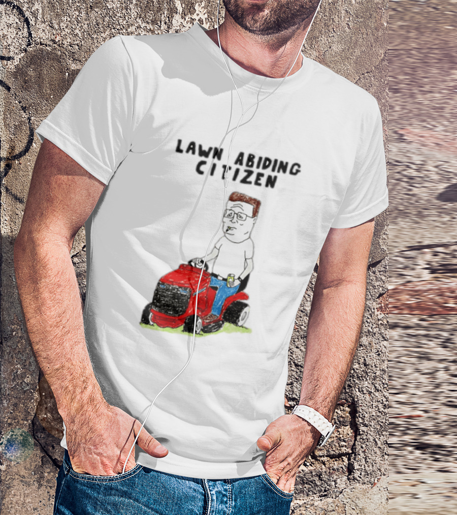 Lawn Abiding Citizen Hank Hill Cartoon Riding Mower Image T-Shirt