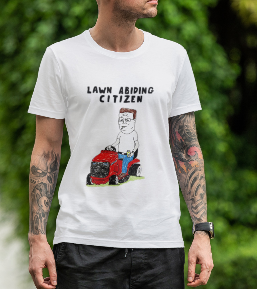 Lawn Abiding Citizen Hank Hill Cartoon Riding Mower Image T-Shirt