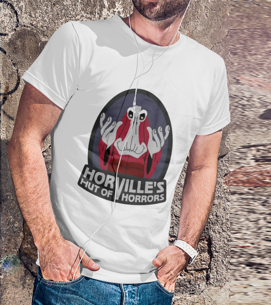 Horville's Hut Of Horrors Angry Red Clad Monster With Creepy Hands T-Shirt