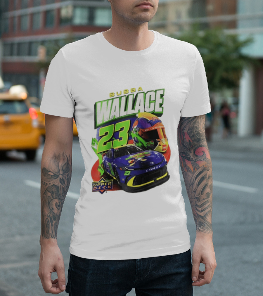Space Jam's 30th Anniversary Bubba Wallace 23 Upper Deck Racing Car Helmet T-Shirt