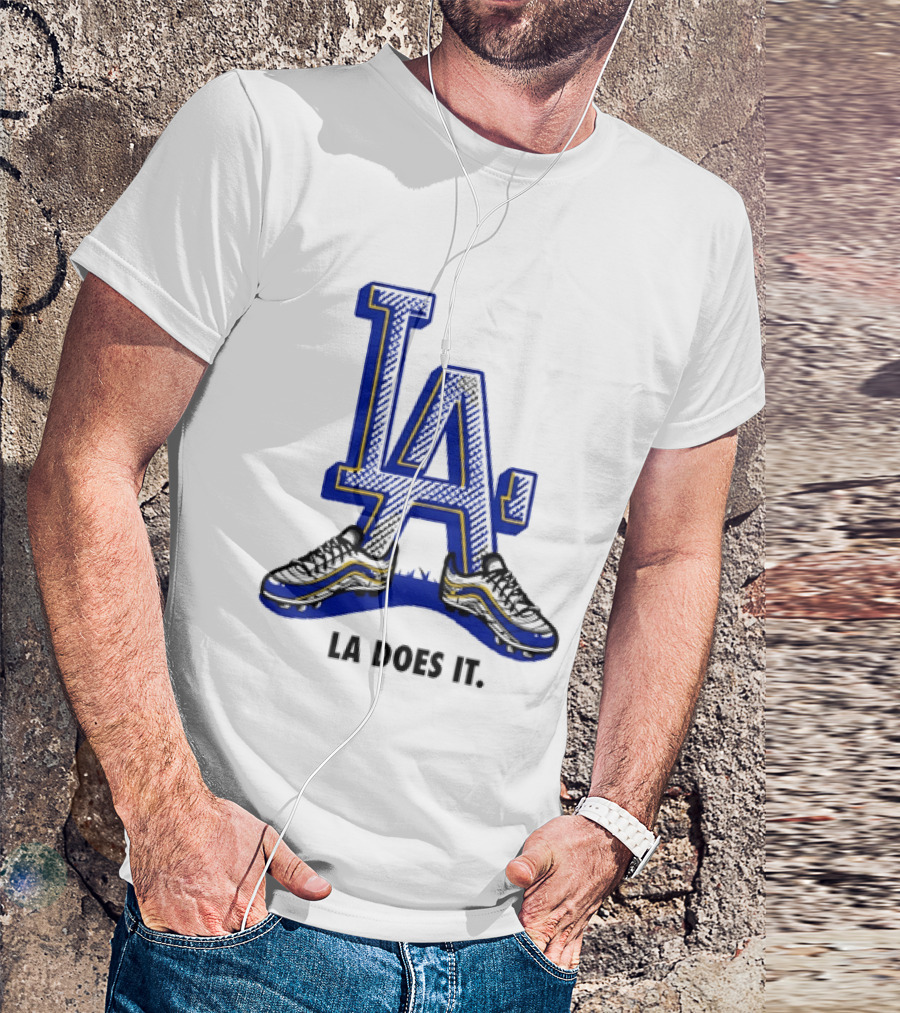 LA Dodgers LA Does It Baseball Footwear T-Shirt