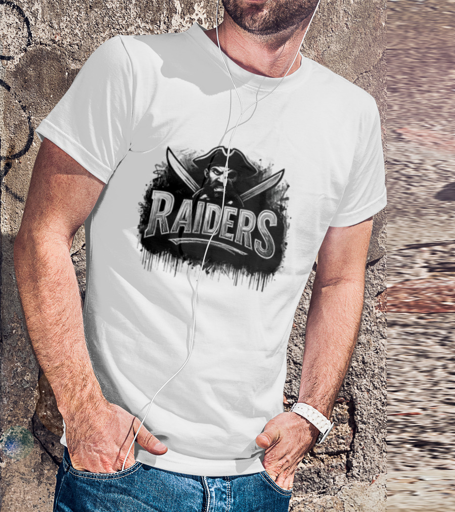 Las Vegas Raiders Distressed Pirate Logo Skull Swords And Raider T-Shirt