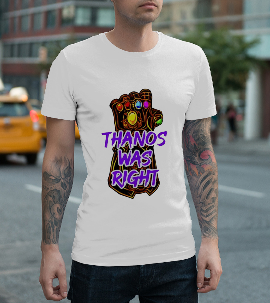 Thanos Was Right Marvel Infinity Gauntlet Bold Purple T-Shirt