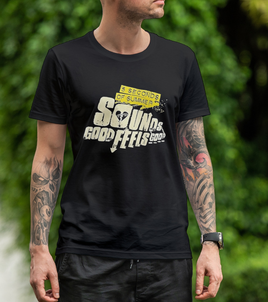 5 Seconds Of Summer Sounds Good Feels Good Heart Arrow T-Shirt