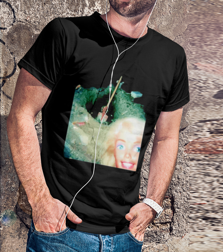Barbie Doll Digging A Grave Shovel Surreal Scene T-Shirt
