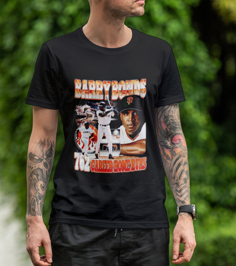 Barry Bonds Giants 25 San Francisco 762 Career Home Runs T-Shirt