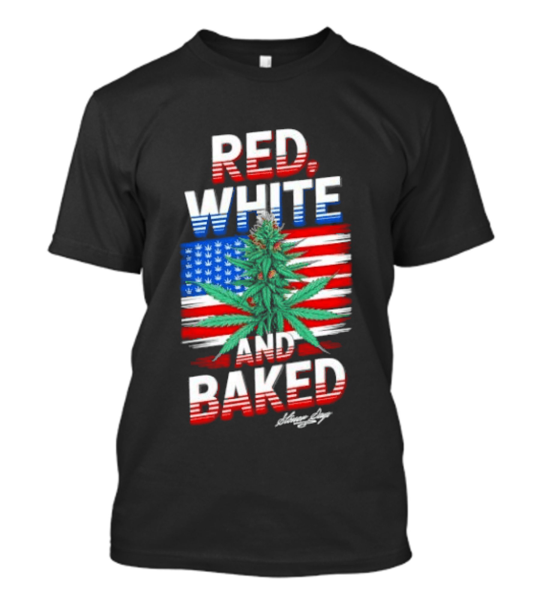 Cannabis Leaf Red White And Baked American Flag Stoner Days Fourth Of July T-Shirt