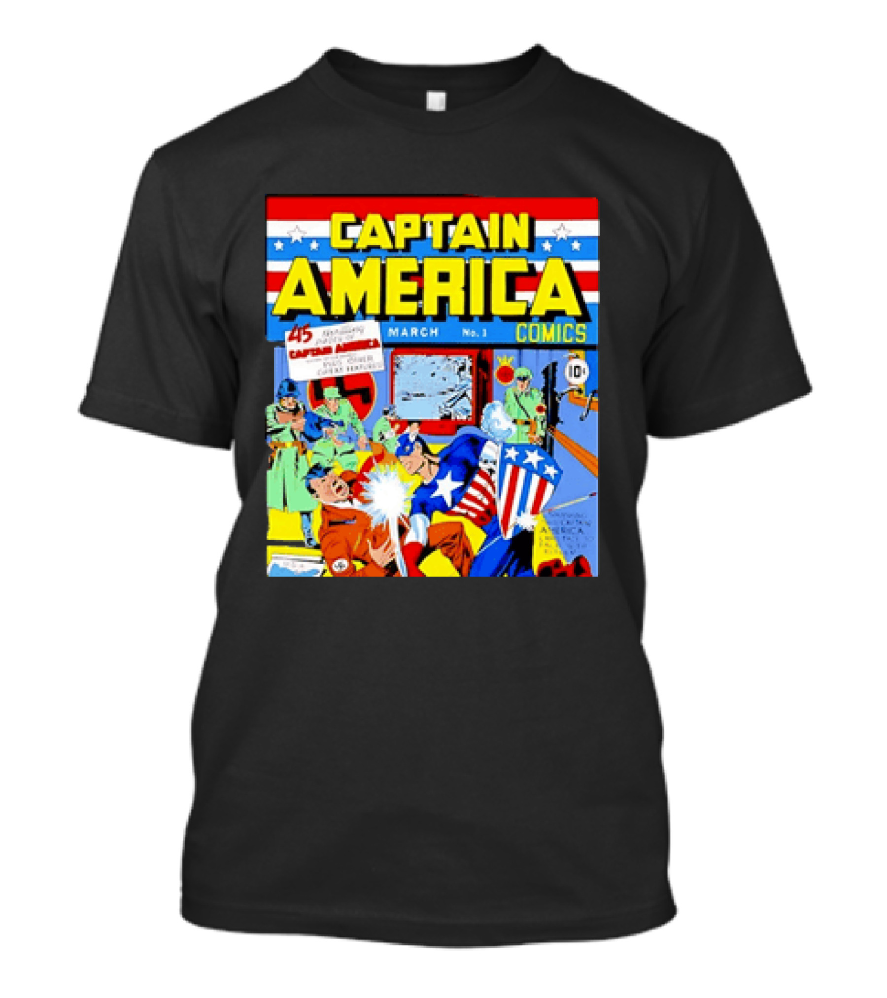 Captain America Comics March No 1 Smashing Thru Hitler Issue Cover 1941 T-Shirt