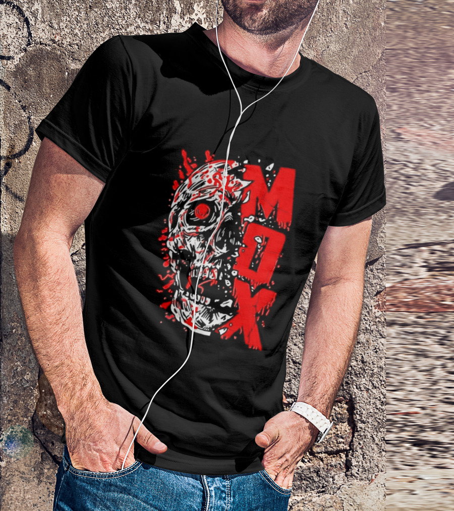 Creepy Zombie Skull MOX Red Splatter T-Shirt