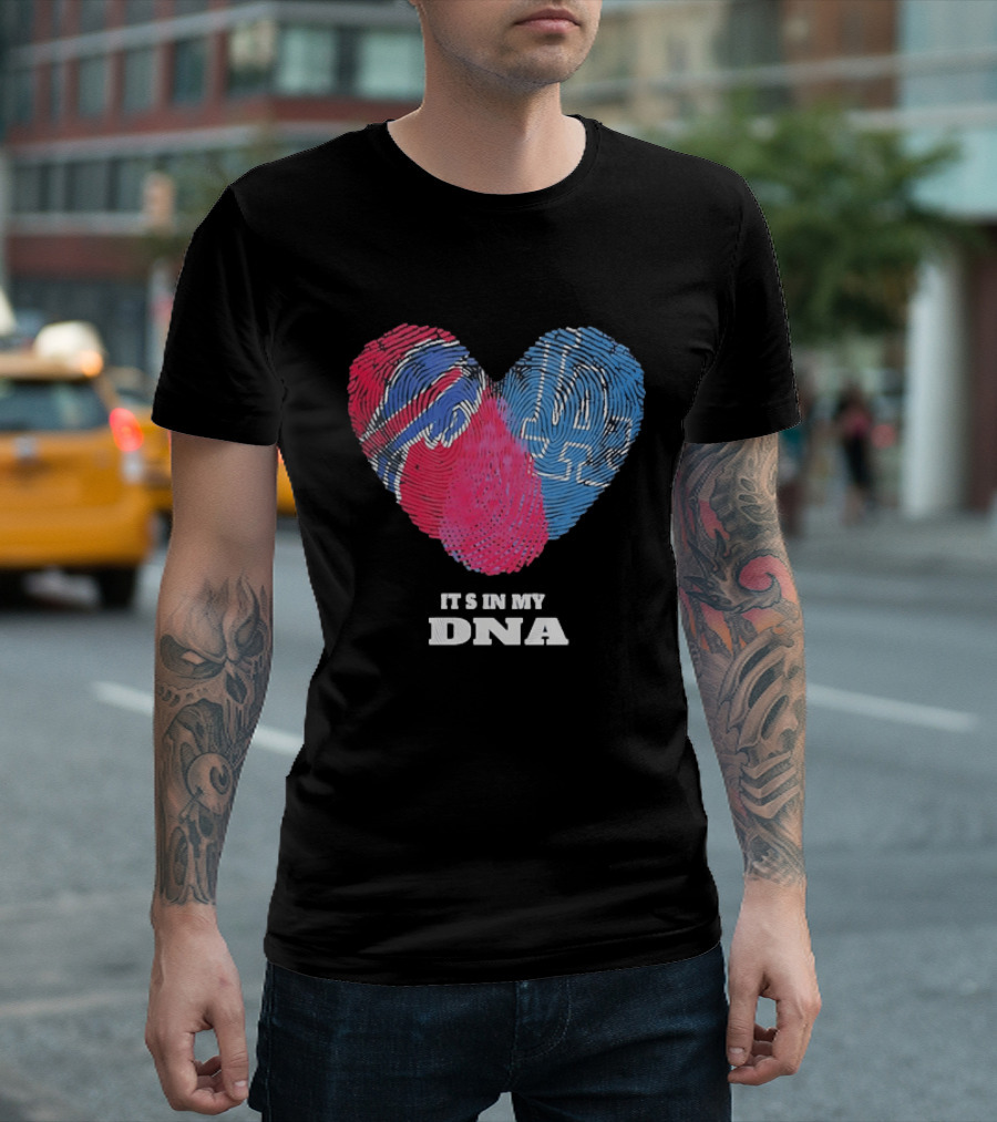 Buffalo Bills Los Angeles Dodgers It's In My DNA Fingerprint Heart T-Shirt