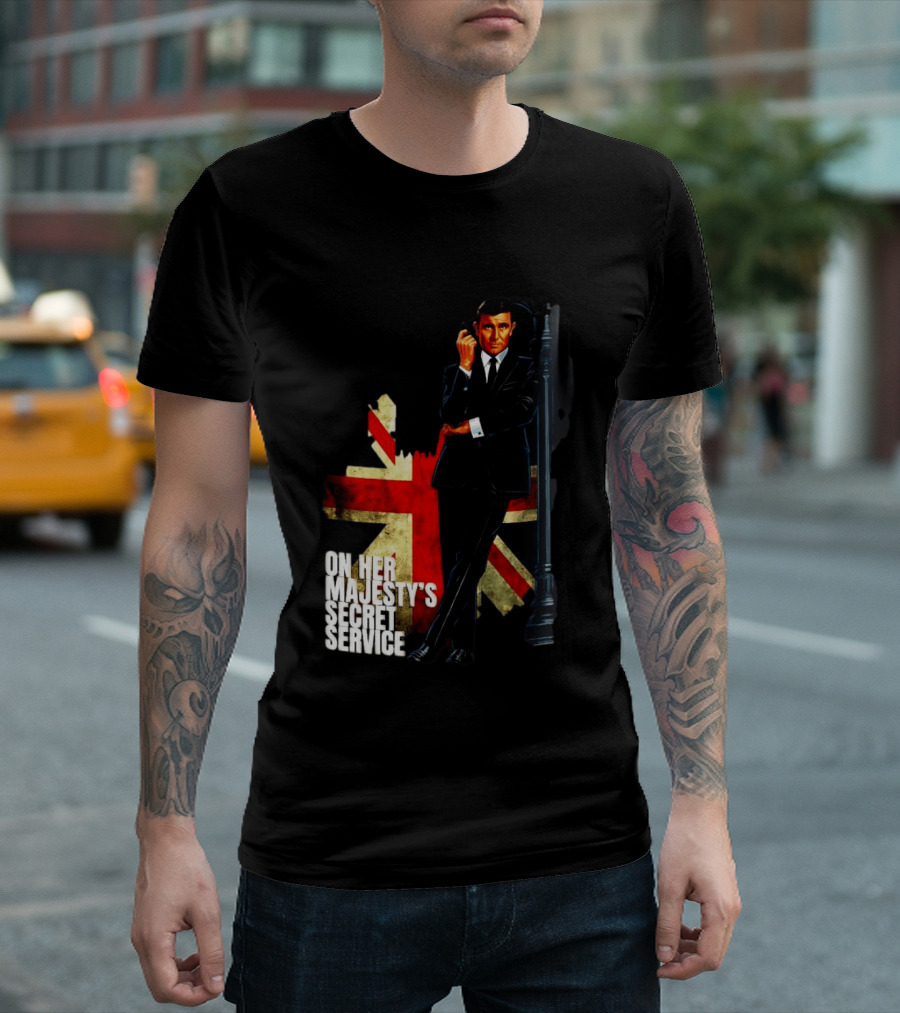 James Bond On Her Majesty's Secret Service British Flag Spy T-Shirt