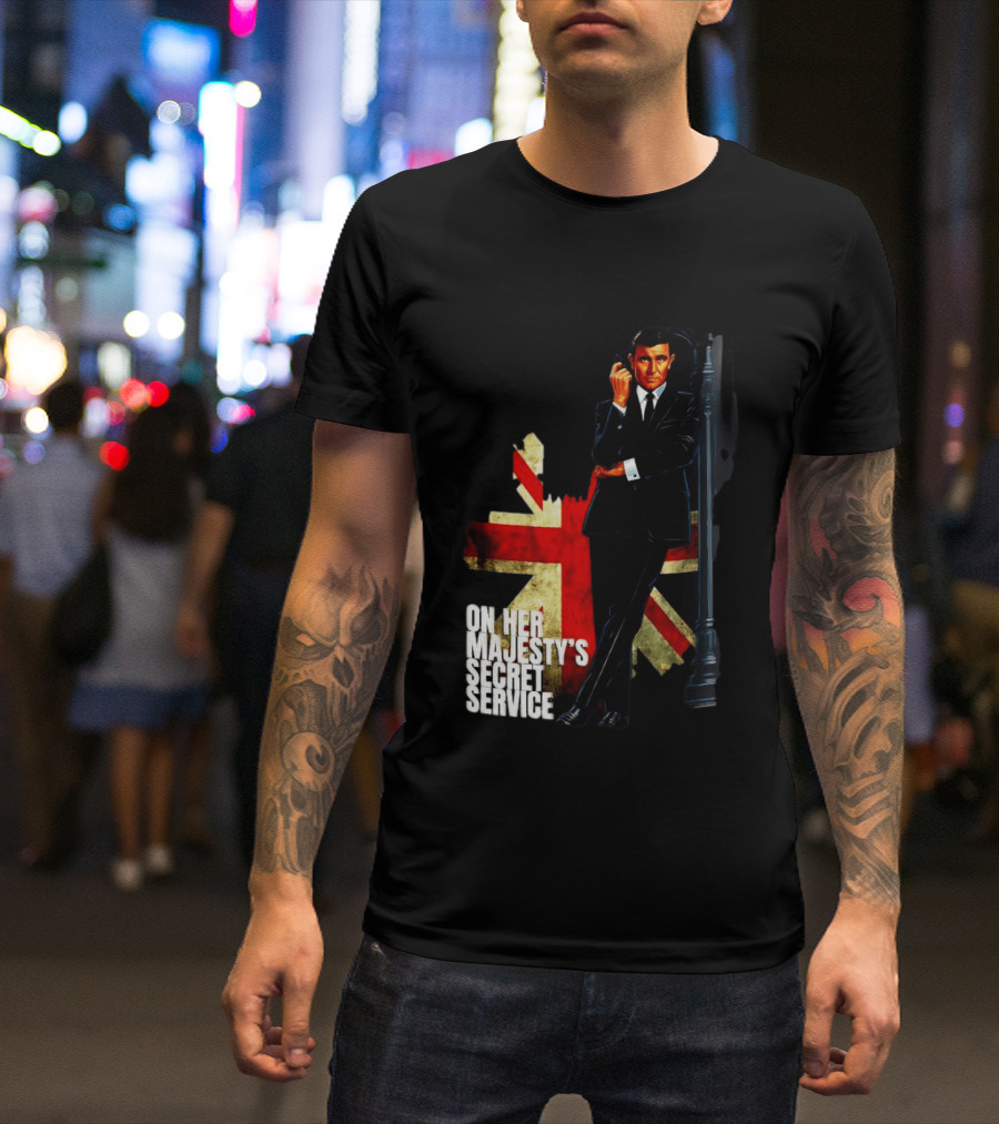 James Bond On Her Majesty's Secret Service British Flag Spy T-Shirt