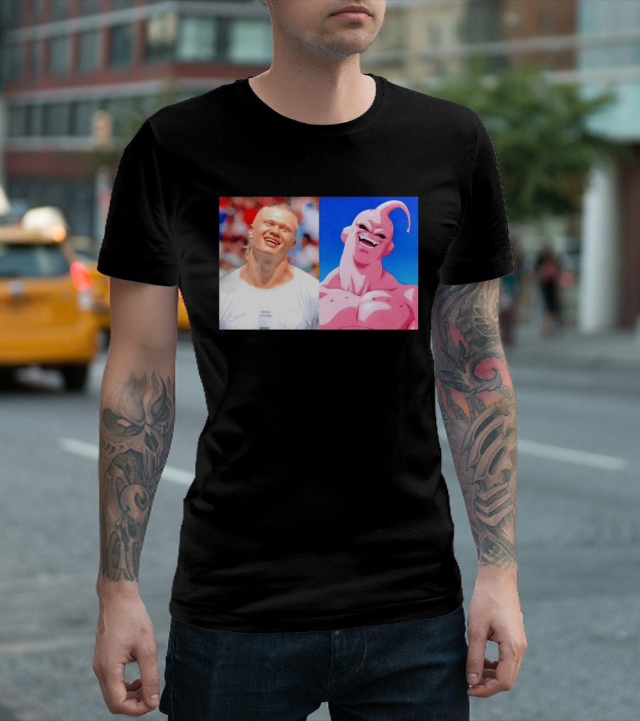 Erling Haaland Majin Buu Dragon Ball Z Comparison T-Shirt
