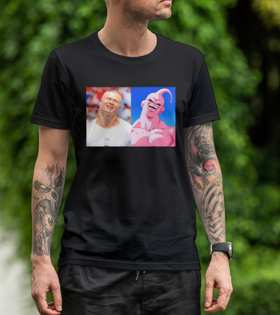 Erling Haaland Majin Buu Dragon Ball Z Comparison T-Shirt
