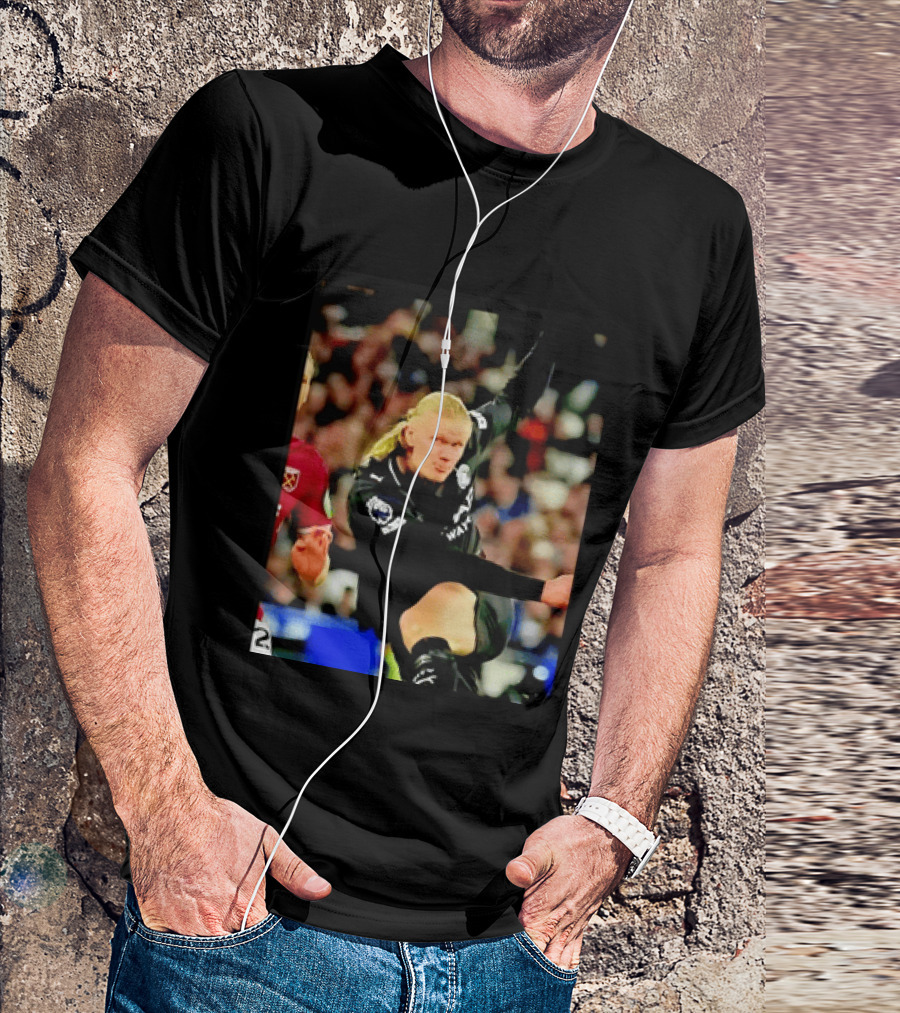 Erling Haaland Manchester City Football Player In Action T-Shirt