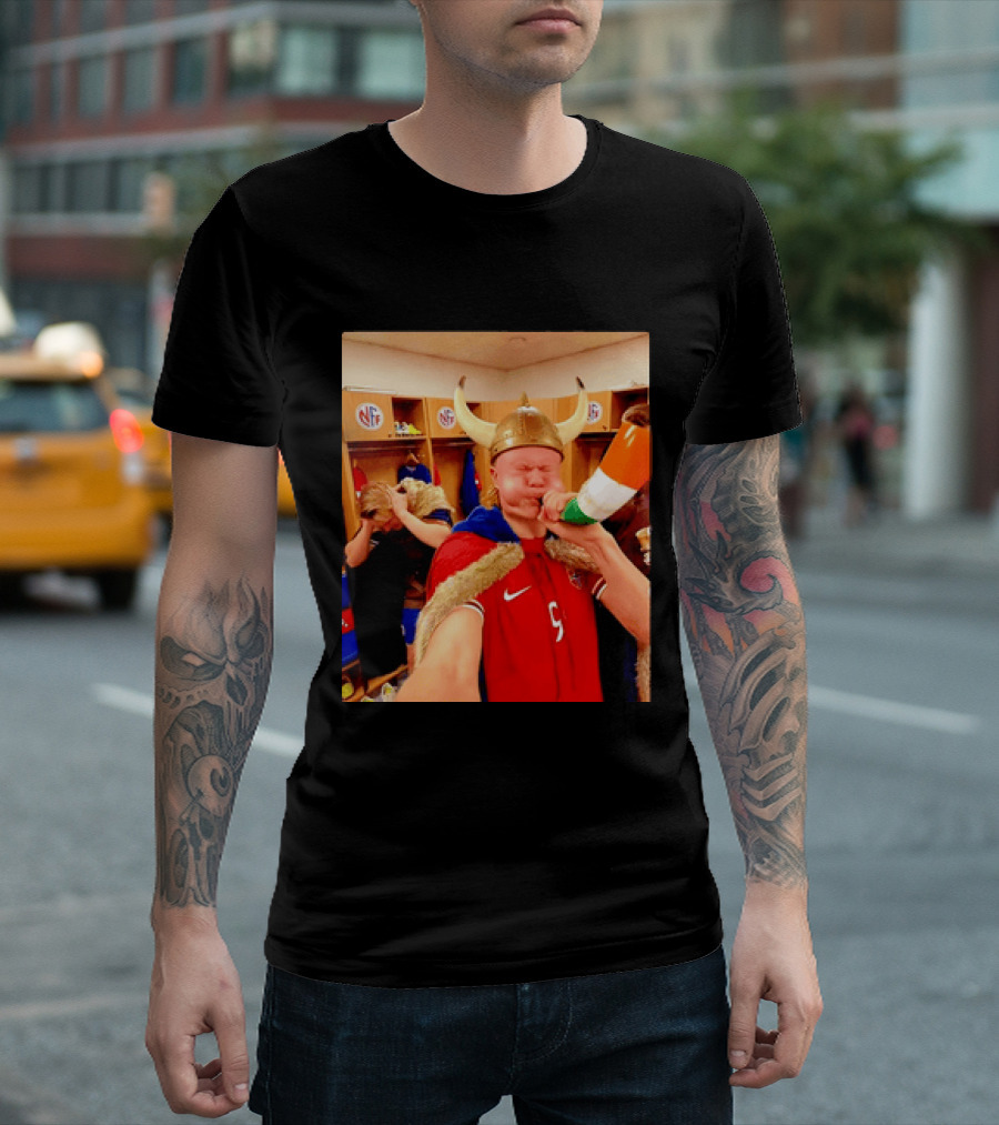 Erling Haaland Norway No 9 Viking Football Celebration Locker Room T-Shirt