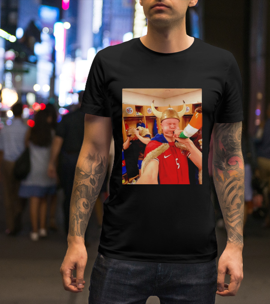 Erling Haaland Norway No 9 Viking Football Celebration Locker Room T-Shirt