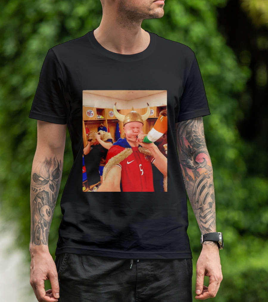 Erling Haaland Norway No 9 Viking Football Celebration Locker Room T-Shirt