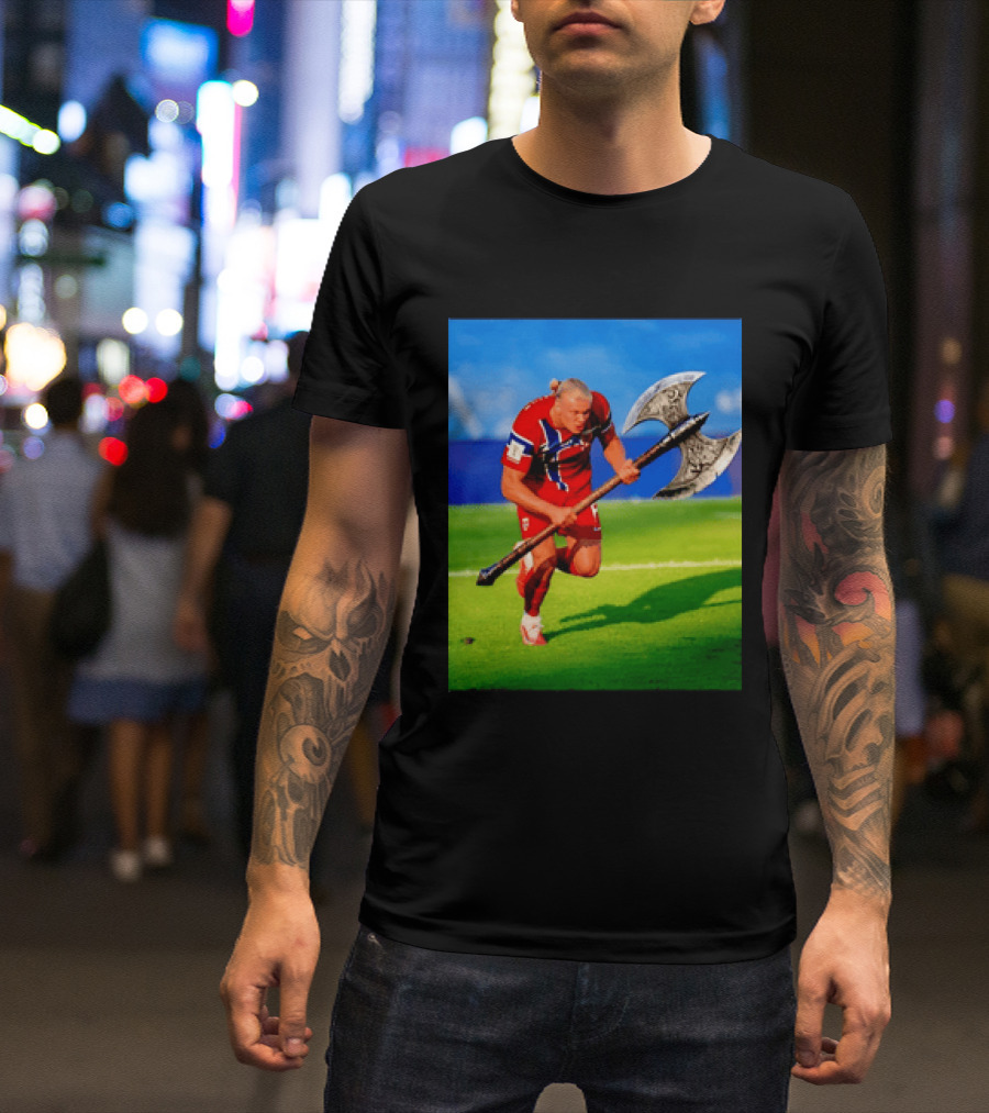 Erling Haaland Norway Viking Warrior Meme Football Team T-Shirt
