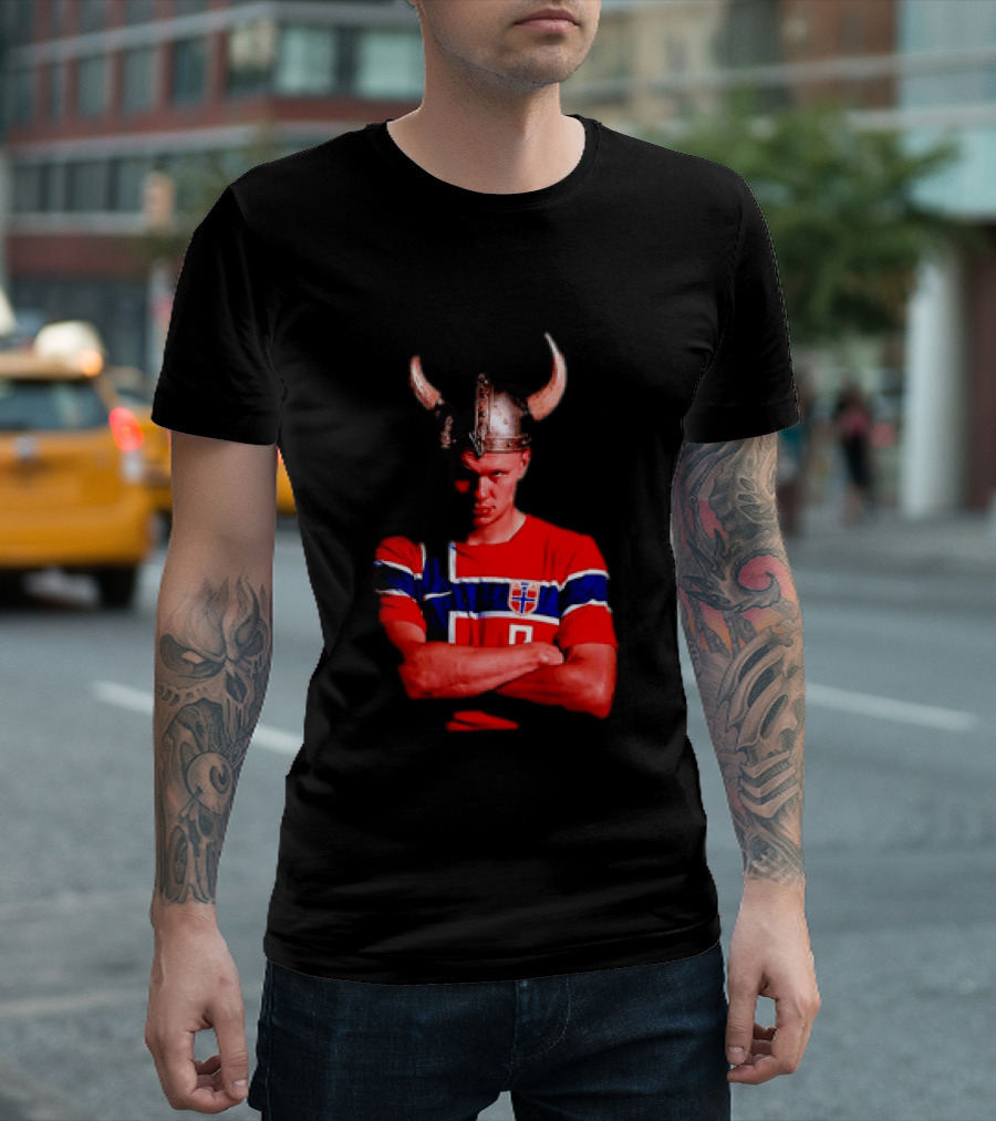 Erling Haaland Norway National Football Team Viking Helmet T-Shirt