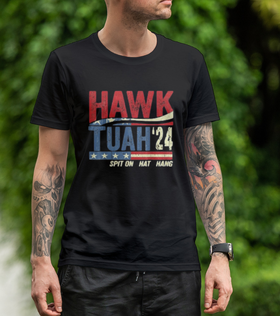 Hawk Tuah '24 Spit On That Thang Red White Blue Stars Stripes T-Shirt