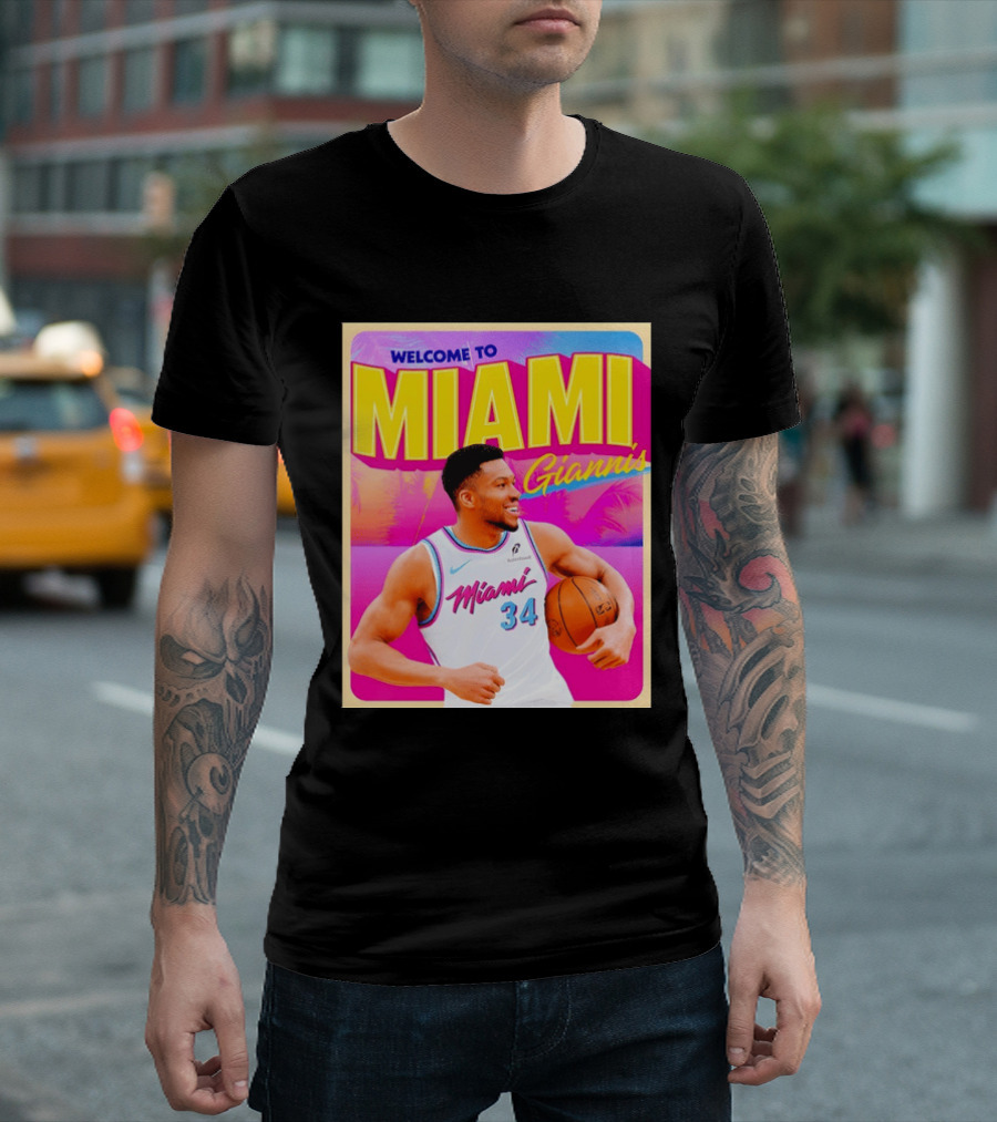 Welcome To Miami Giannis Miami Heat Basketball 34 T-Shirt
