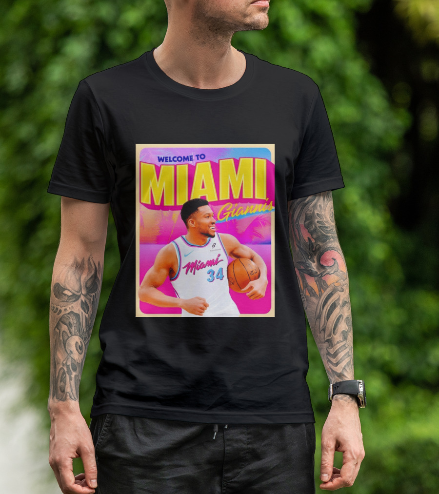 Welcome To Miami Giannis Miami Heat Basketball 34 T-Shirt