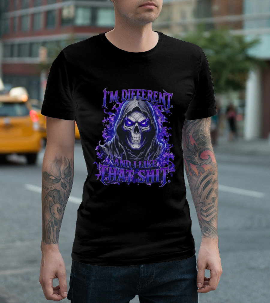 I'm Different Skeleton Hooded Reaper Purple Glow T-Shirt