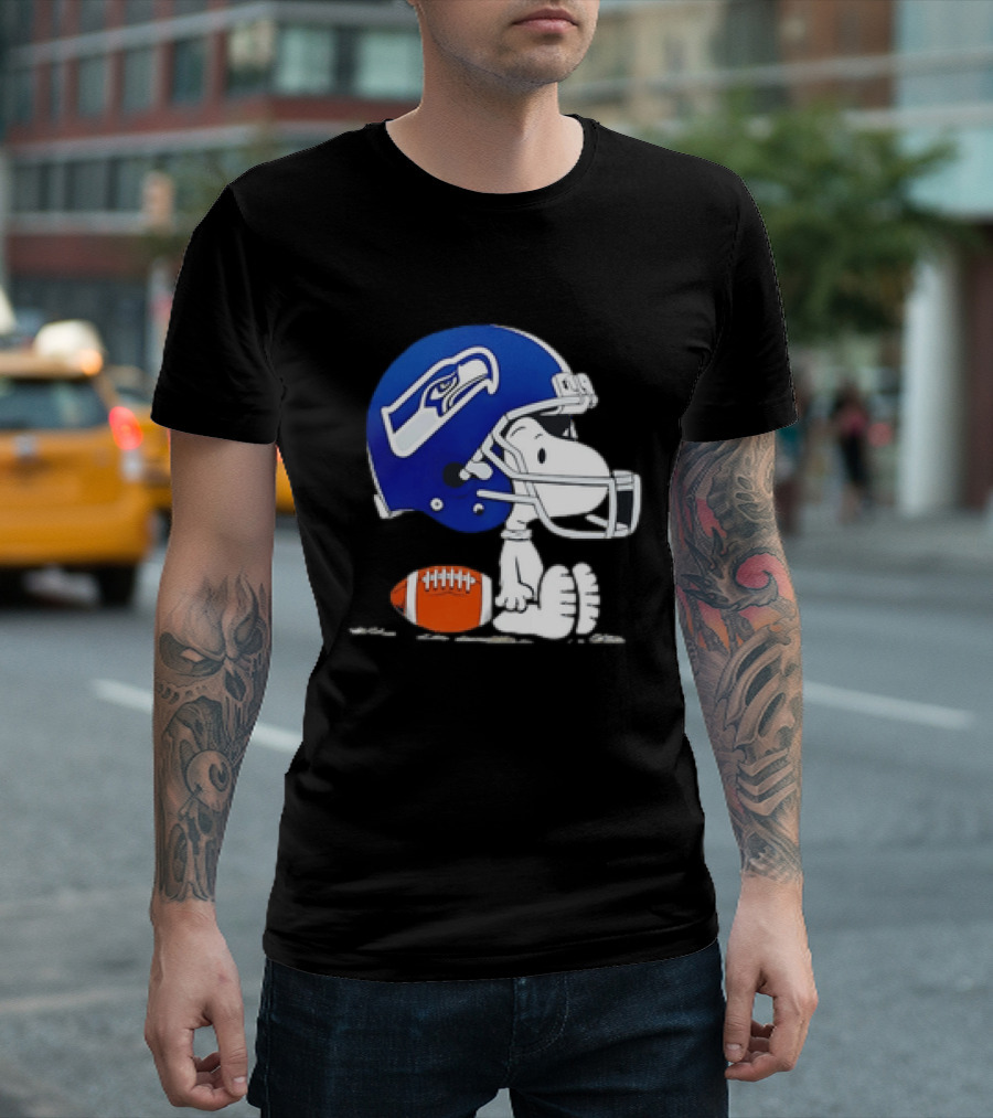 Snoopy Seattle Seahawks Football Helmet Collaboration T-Shirt