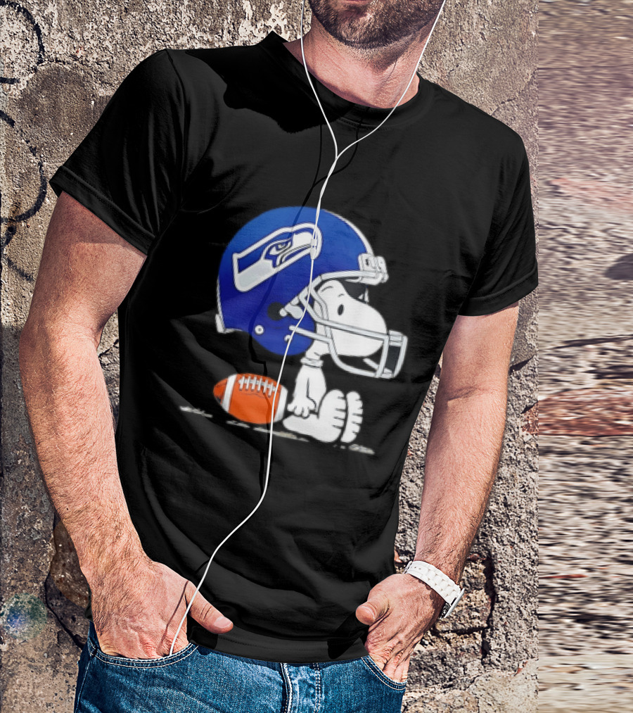 Snoopy Seattle Seahawks Football Helmet Collaboration T-Shirt