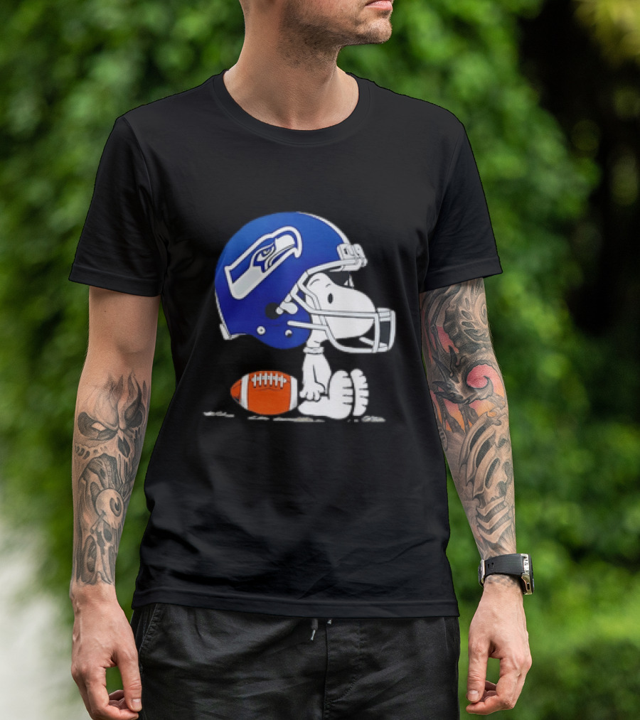 Snoopy Seattle Seahawks Football Helmet Collaboration T-Shirt