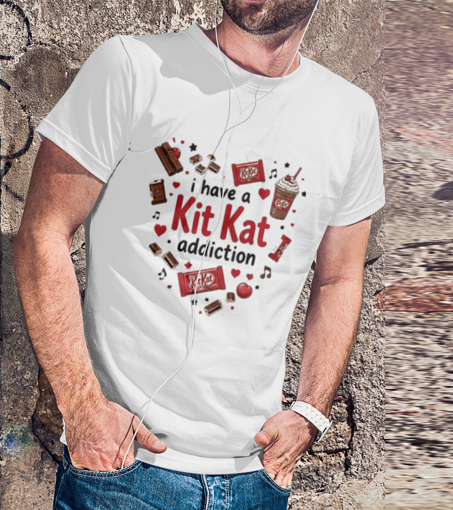 Heartbeat Love For Kit Kat Addiction Chocolate Lovers T-Shirt