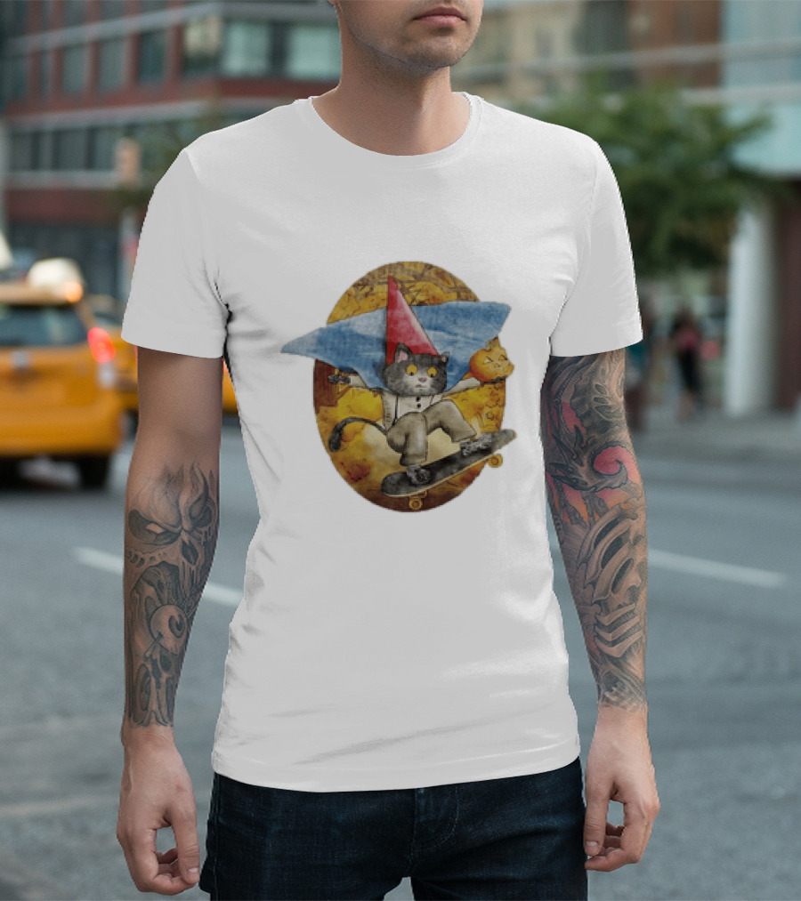 Over The Garden Wall Wirt Cat Skateboarding Halloween Pumpkin T-Shirt