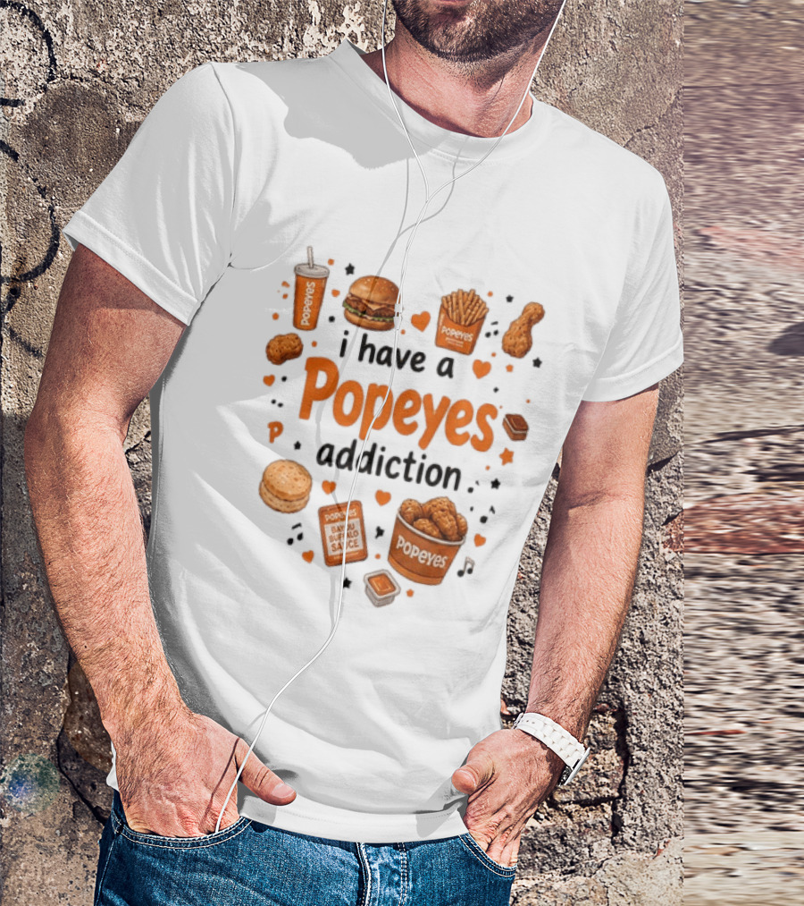 Popeyes Chicken And Biscuits Addiction Heartbeat Lover With Bayou Buffalo Sauce T-Shirt