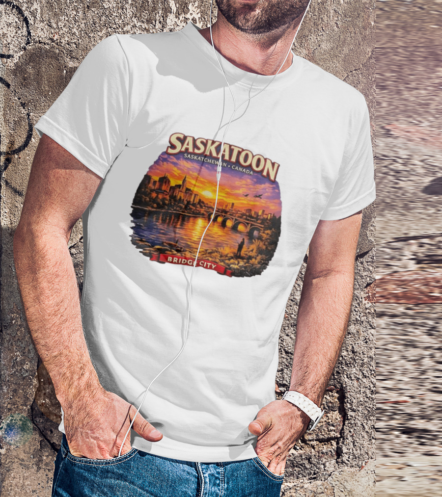 Saskatoon Saskatchewan Canada Sunset Bridge City T-Shirt