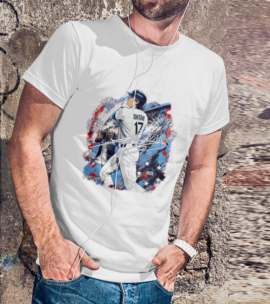 Shohei Ohtani 17 Philadelphia 2026 Liberty Bell Fireworks Stars T-Shirt