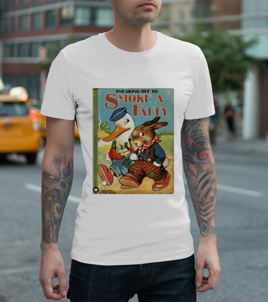 Sneaking Off To Smoke A Fatty Anthropomorphic Duck Rabbit Book Cover T-Shirt