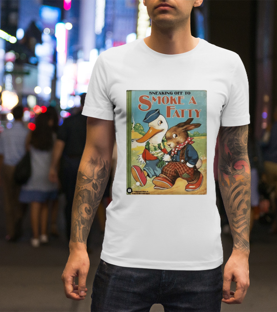 Sneaking Off To Smoke A Fatty Anthropomorphic Duck Rabbit Book Cover T-Shirt