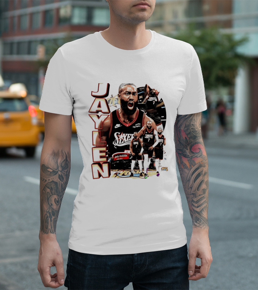Jaylen Brown Nike 76ers Number 7 Bootleg Collage T-Shirt