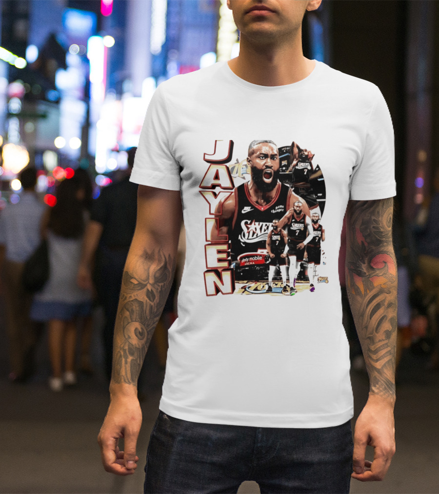 Jaylen Brown Nike 76ers Number 7 Bootleg Collage T-Shirt
