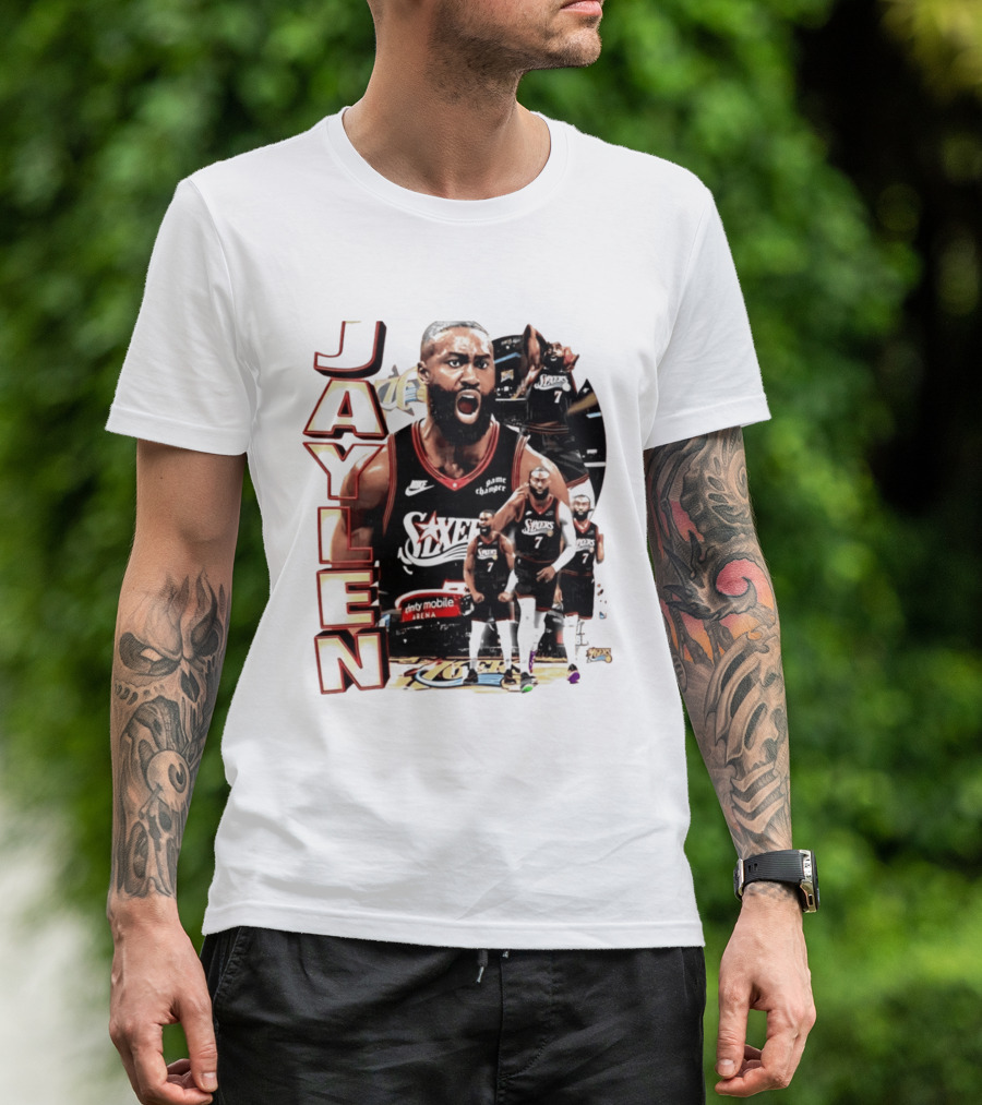 Jaylen Brown Nike 76ers Number 7 Bootleg Collage T-Shirt
