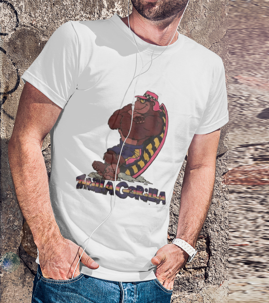 Thrilla Gorilla Town And Country Surf Checkered Hat Surfboard T-Shirt